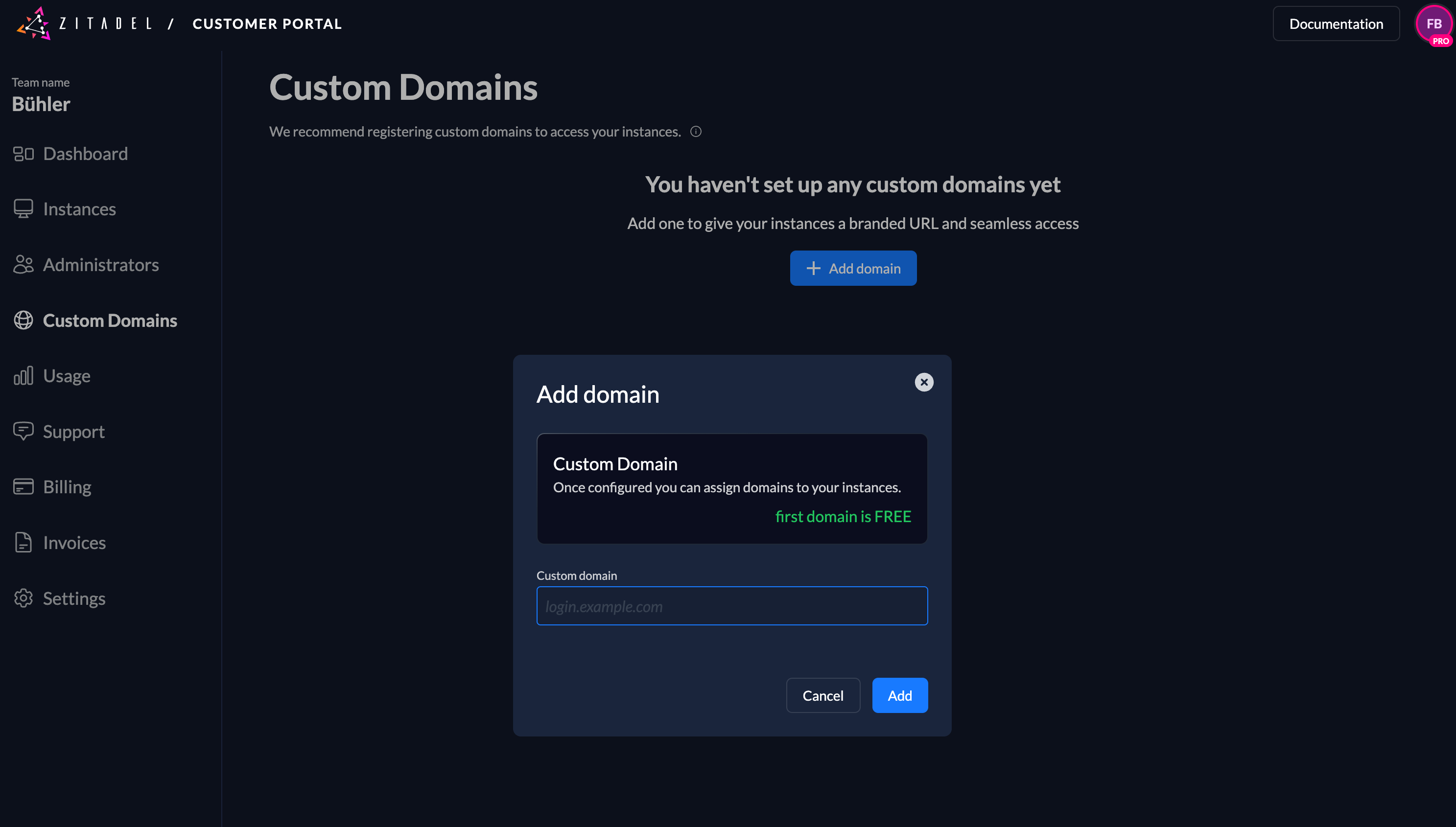 Add custom domain